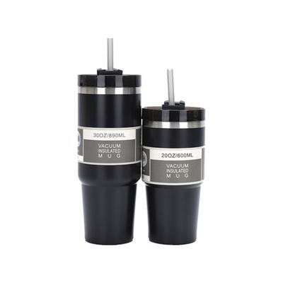 Voorbeeld 20oz 30oz auto beker met stro 304 roestvrij staal tumbler dubbele wand vacuüm geïsoleerde mok reis tumbler
