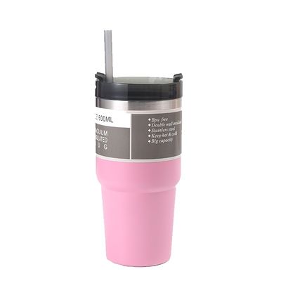 Voorbeeld 20oz 30oz auto beker met stro 304 roestvrij staal tumbler dubbele wand vacuüm geïsoleerde mok reis tumbler