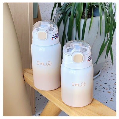 Studenten Draagbare 350/450 ml roestvrijstalen tumblers met stro en thermische isolatie