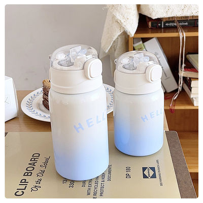 Studenten Draagbare 350/450 ml roestvrijstalen tumblers met stro en thermische isolatie