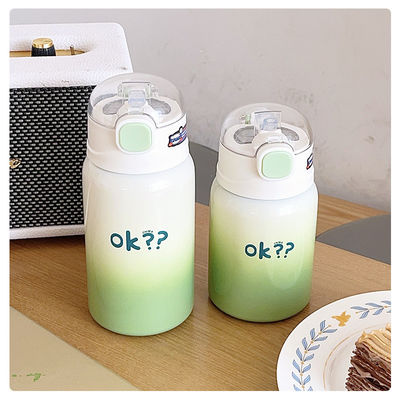 Studenten Draagbare 350/450 ml roestvrijstalen tumblers met stro en thermische isolatie