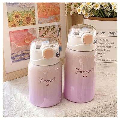 Studenten Draagbare 350/450 ml roestvrijstalen tumblers met stro en thermische isolatie