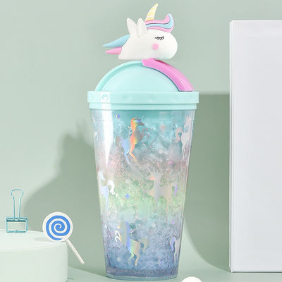 430 ml capaciteit Modieus buitenwaterfles schattig eenhoornvormig lekbestendig met deksel