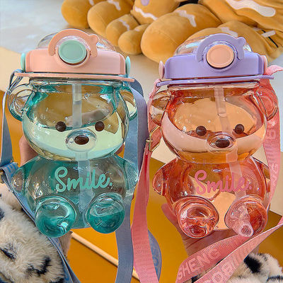 Gepersonaliseerde kleur 1L grote waterfles transparante beer drinkbeker met stro