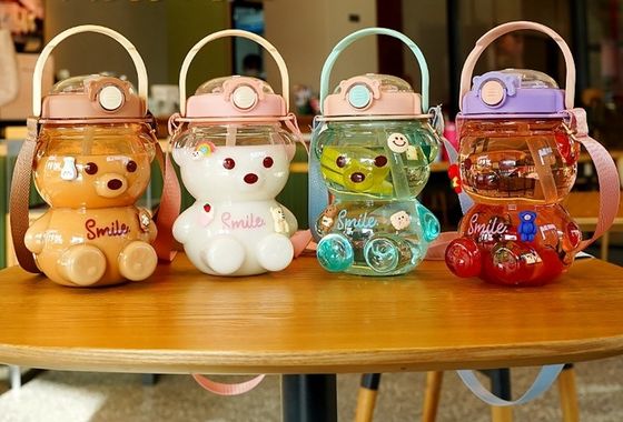 Gepersonaliseerde kleur 1L grote waterfles transparante beer drinkbeker met stro