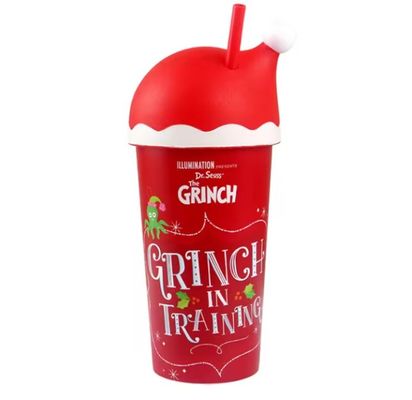 Kerstcadeau geven 20oz herbruikbare plastic kinder Santa Hat Mug met deksels en rieten