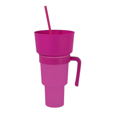 Gepersonaliseerd logo Acceptabel breed mond 1L Plastic snack cup met snack tray en stro