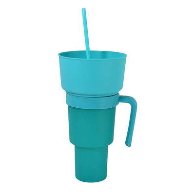 Gepersonaliseerd logo Acceptabel breed mond 1L Plastic snack cup met snack tray en stro