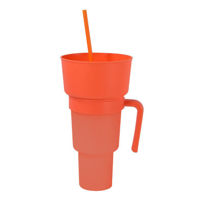 Gepersonaliseerd logo Acceptabel breed mond 1L Plastic snack cup met snack tray en stro
