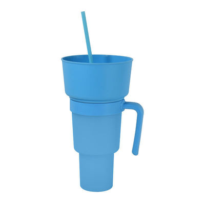 Gepersonaliseerd logo Acceptabel breed mond 1L Plastic snack cup met snack tray en stro