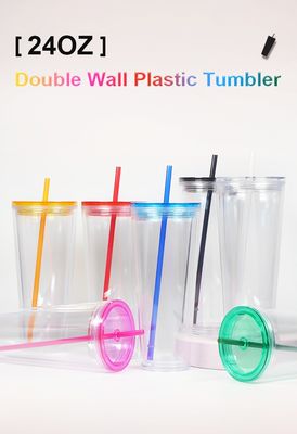 Custom Stylish Simple 710ML heldere waterfles met deksel en stro Logo druk Accepteerd