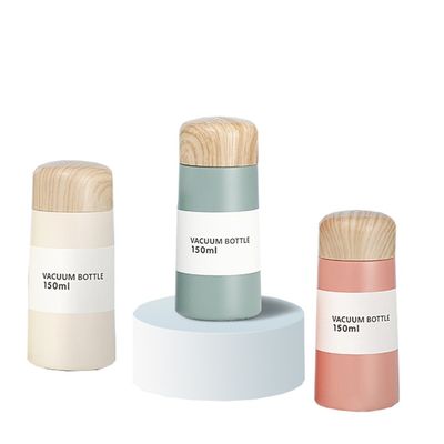Mini Houtkorrel Roestvrij staal Thermos Dubbelwand waterfles voor aangepaste kleur