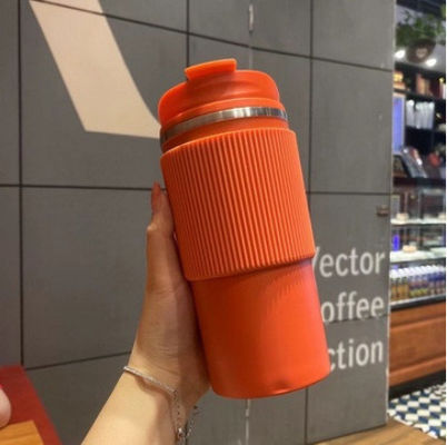 Vacuüm roestvrij staal dubbelwandige geïsoleerde koffiekop met draagbaar lekvrije deksel