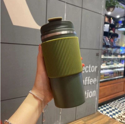 Vacuüm roestvrij staal dubbelwandige geïsoleerde koffiekop met draagbaar lekvrije deksel