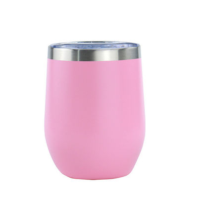 Custom Logo Dubbelwand Vacuum Geïsoleerd 12OZ roestvrij staal wijn tumbler met deksel
