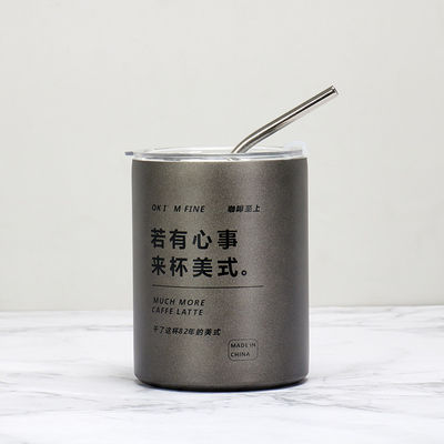 Item Custom Logo 320ml/600ml Dubbelwand roestvrij staal Dun rechte geïsoleerde koffiedrankbekers met deksel en stro