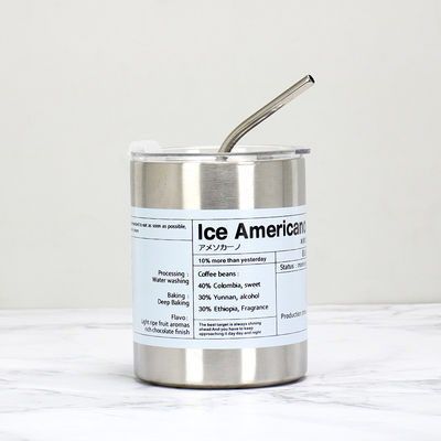 Item Custom Logo 320ml/600ml Dubbelwand roestvrij staal Dun rechte geïsoleerde koffiedrankbekers met deksel en stro
