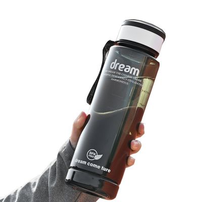 1L thermisch geïsoleerde PET-plastic waterfles met tijdmarker voor fitnesssport en camping