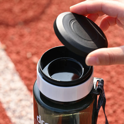 1L thermisch geïsoleerde PET-plastic waterfles met tijdmarker voor fitnesssport en camping