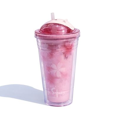 Thermische isolatie Cherry Blossom waterfles 480ml Customized Logo Plastic Tumbler Cup