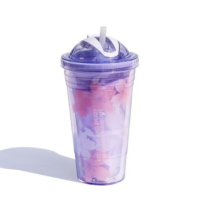 Thermische isolatie Cherry Blossom waterfles 480ml Customized Logo Plastic Tumbler Cup