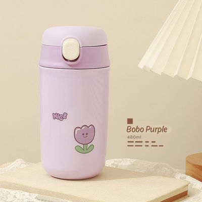Custom Logo Outdoor Sports Vacuüm Isolatie Kids Thermos Cup met Straw Straight Cup