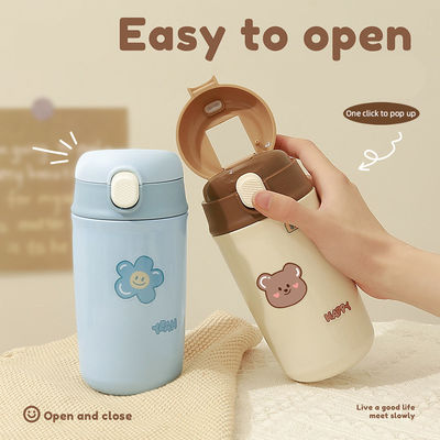 Custom Logo Outdoor Sports Vacuüm Isolatie Kids Thermos Cup met Straw Straight Cup