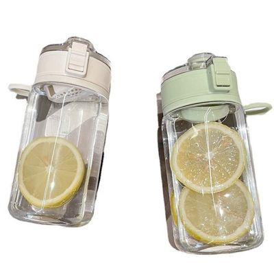 Warmtebestendige PC plastic fles Flip Top Stijlvolle waterfles met verwijderbare zeefmachine