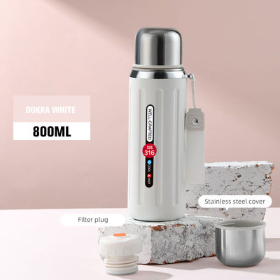 Moderne design buiten sport vacuümfles 600/800 ml breed mond waterfles met stro