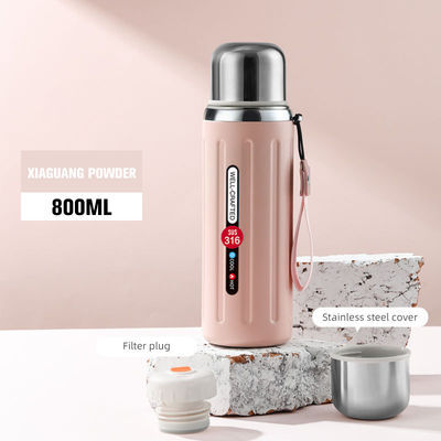 Moderne design buiten sport vacuümfles 600/800 ml breed mond waterfles met stro