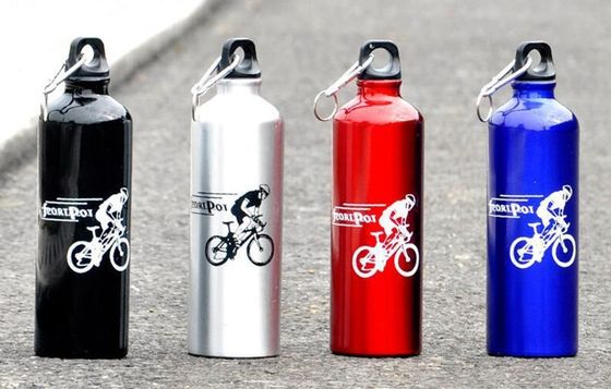750ml Custom Logo Printing Metal Aluminium Fiets Waterfles Met Carabiner Voor Buiten