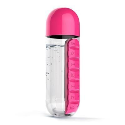 Kookwater Multifunctioneel 600 ml 2 in 1 dagelijkse plastic waterfles met zevendaagse pillenhoes