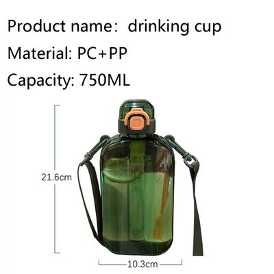 2024 Populaire plastic waterbeker Vierkante transparante waterflessen met riem voor sportsport