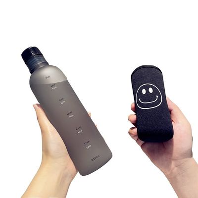 Thermische isolatie 500 ml sporttijdmarker Plastic drinkwaterfles met deksel