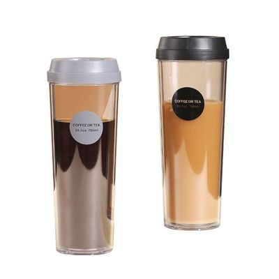 320/420/520 ml/700 ml milieuvriendelijke dubbele wand plastic waterfles met lekvrije deksel
