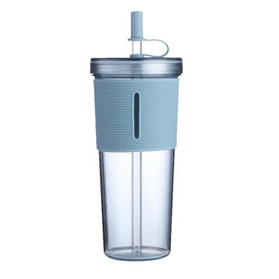 Dubbelwand plastic herbruikbare bubbel theebeker met 700 ml capaciteit en siliconen mouw