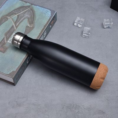 Vacuümflessen Thermosen 500 ml Geïsoleerde waterfles van roestvrij staal met kurkbodem
