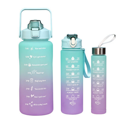 32 oz BPA Free Time Marker 3pcs Plastic Frosted Motivational Water Flasket Set voor sporten Roze