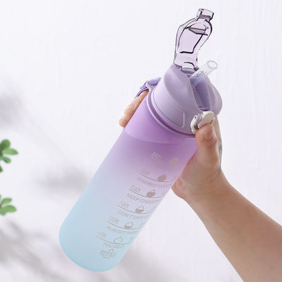 32 oz BPA Free Time Marker 3pcs Plastic Frosted Motivational Water Flasket Set voor sporten Roze
