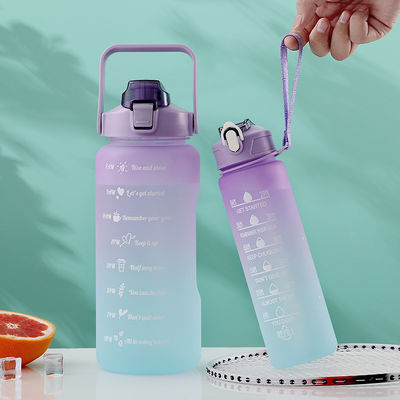32 oz BPA Free Time Marker 3pcs Plastic Frosted Motivational Water Flasket Set voor sporten Roze