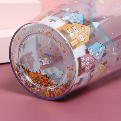 500 ml plastic dubbele wand tumblers met stro aangepaste kleur en accessoires
