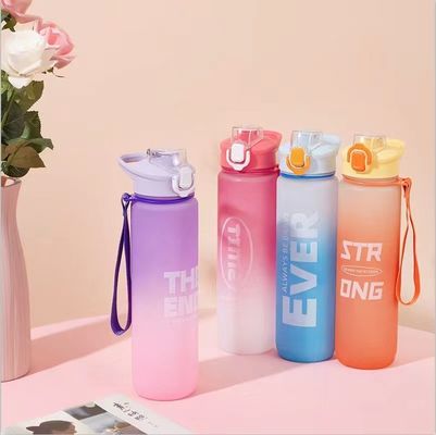 Gym Outdoor Activity 1L Plastic Sport Drinking Flasje met tijdmarker en geen isolatie