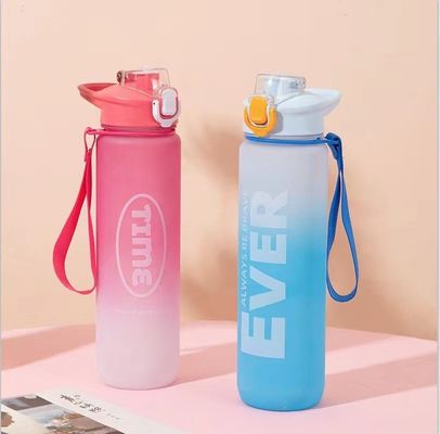 Gym Outdoor Activity 1L Plastic Sport Drinking Flasje met tijdmarker en geen isolatie