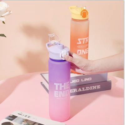 Gym Outdoor Activity 1L Plastic Sport Drinking Flasje met tijdmarker en geen isolatie