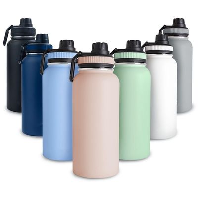 Rechte beker 32 oz roestvrij staal vacuüm waterflessen met logo afgedrukt en stro