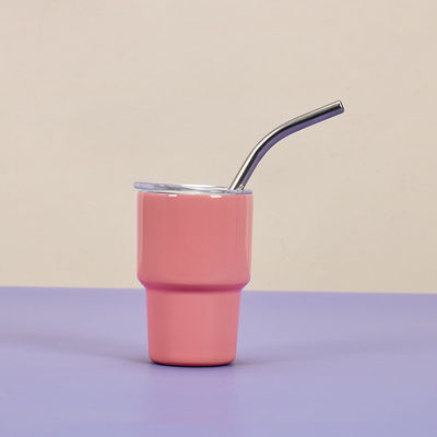 Kleurrijke 2 oz roestvrij staal waterfles Mini schattig zakbeker met stro voor het feest