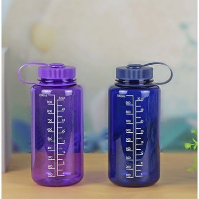 1000 ml Bpa vrij plastic transparante vloeibare waterfles met weegschaal voor buitensport