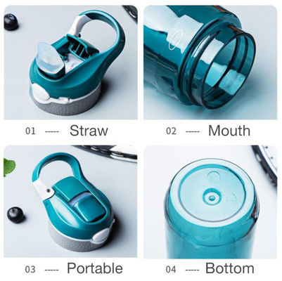 750 ml Fitness Protein Gym Shaker Fles met stro Tritan Voedsel Silicone Waterfles