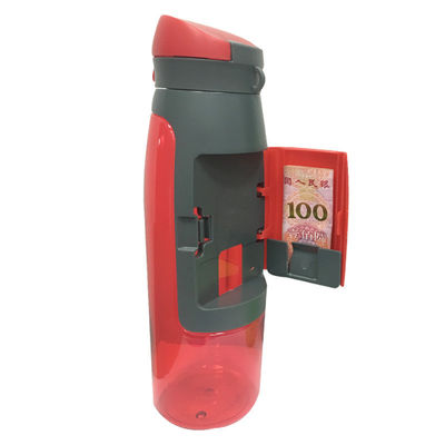 In voorraad 750 ml capaciteit Draagbare sport plastic drinkwaterfles met kaartopslag
