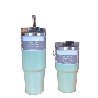 Draagbare thermosflessen met rietjes aangepast 20 oz /30 oz roestvrij staal geïsoleerde waterbeker